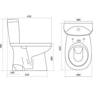 Унитаз-компакт Santek Анимо 2х реж вертикальный выпуск сиденье дюропласт (1WH302133)