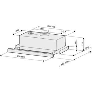 Вытяжка встраиваемая Krona Kamilla 500 white