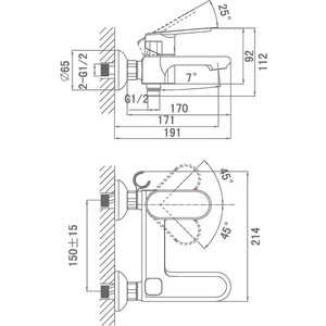 Смеситель для ванны D&K Rhein-Lessing с душем, хром (DA1313201)