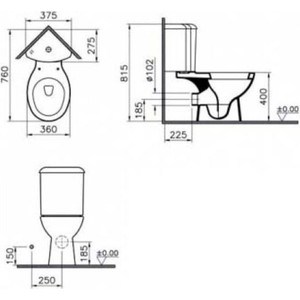 Унитаз-компакт Vitra Arkitekt угловой, с сиденьем микролифт (9754B003-7201)