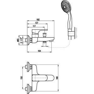 Смеситель для ванны Rav Slezak Yukon (YU154.5/1)