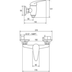 Смеситель для душа Ravak Suzan SN 032.00/150 (X070006)