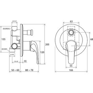 Смеситель для ванны Ravak Rosa RS 061.00 встраиваемый (X070014)