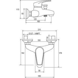 Смеситель для ванны Ravak Neo NO 022.00/150 (X070017)