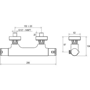 Термостат для душа Ravak Termo 100 TE 032.00/150 (X070034)