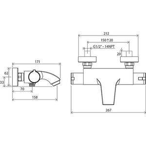 Термостат для ванны Ravak Termo 200 TE 082.00/150 (X070046)