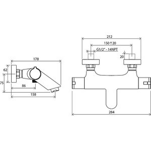 Термостат для ванны Ravak Termo 100 TE 022.00/150 (X070047)