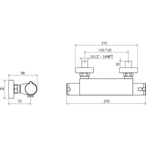Термостат для душа Ravak Termo 200 TE 072.00/150 (X070051)