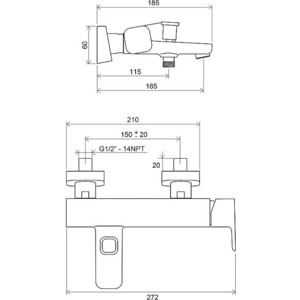 Смеситель для ванны Ravak 10 TD 022.00/150 (X070065)