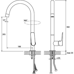Смеситель для кухни Ravak Classic CL 016.00 высокий (X070085)