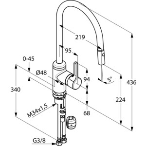 Смеситель для кухни Kludi Bingo Star с душем, хром (428520578)