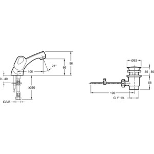 Смеситель для раковины Jacob Delafon Galeo с донным клапаном, хром (E72924-CP)