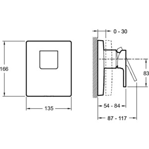 Смеситель для душа Jacob Delafon Modulo встраиваемый, для механизма 98699D-NF, хром (E98632-CP)