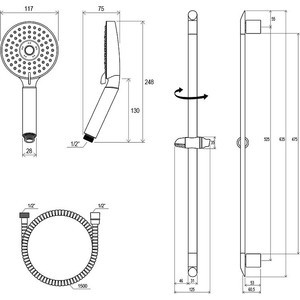 Душевой гарнитур Ravak 902.00 хром (X07P177)