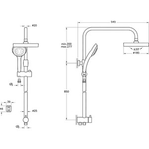 Душевой гарнитур Vitra Samba с верхним душем, хром (A45597EXP)