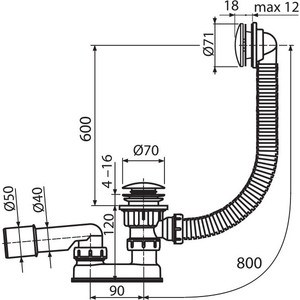 Слив-перелив для ванны Ravak Click-clack (X01472)