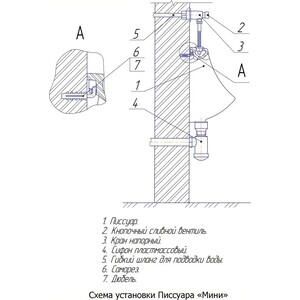 Писсуар Rosa Мини (Вн ПсБ03) подвесной