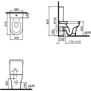 Унитаз-компакт Vitra Zentrum с сиденьем микролифт (9012B003-7202)