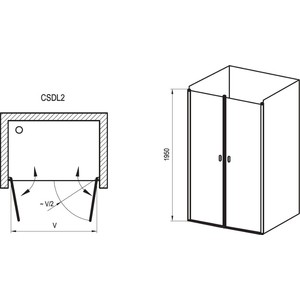 Душевая дверь Ravak Chrome CSDL2 100 прозрачная, белый (0QVAC10LZ1)