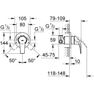 Смеситель для душа Grohe BauCurve с механизмом (29044000)