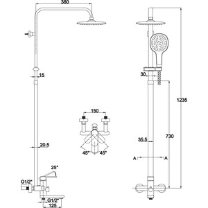 Душевая система Kaiser Arena, со смесителем, хром, белая лейка (36182)
