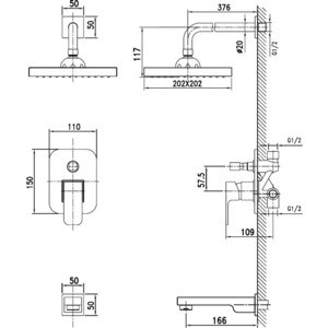 Душевая система Kaiser Sonat с верхним душем и изливом (34322)