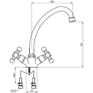 Смеситель для кухни Kaiser Carlson Lux хром (11062)