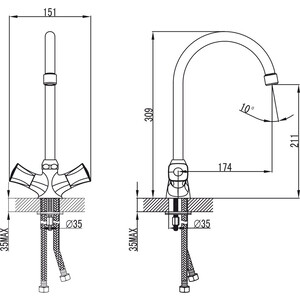 Смеситель для кухни Kaiser Topaz хром (17233)