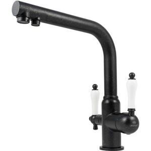 Смеситель для кухни Kaiser Vincent под фильтр, ручки керамика, черный мрамор (31144-2)