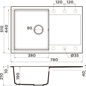 Кухонная мойка и смеситель Omoikiri Daisen 78 BL, Grohe BauEdge черная (4993327, 31367001)