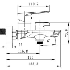 Смеситель для ванны Kaiser Atrio белый/хром с душем, хром (60022)