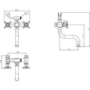 Смеситель для ванны Kaiser Carlson Lux с душем, хром (11255)