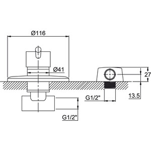 Смеситель для душа Kaiser Merkur скрытый монтаж, хром (26017)