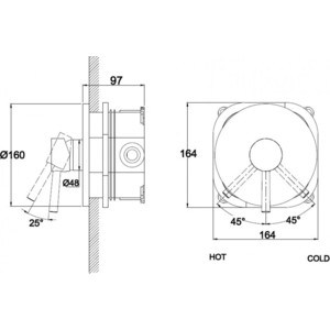 Смеситель для душа Kaiser Merkur скрытый монтаж, хром (26117)