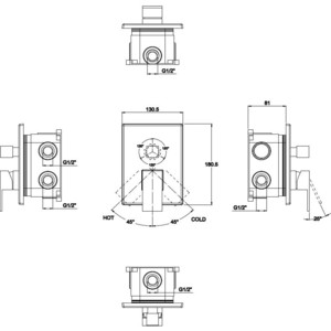 Смеситель для ванны Kaiser Sonat встраиваемый, хром (34122)
