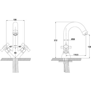 Смеситель для раковины Kaiser Cross хром (41011)