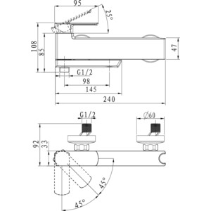 Набор смесителей Kaiser Saga для раковины, ванны, с ручным душем, хром