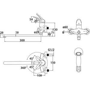 Смеситель для ванны Kaiser County хром (55255)
