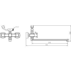 Смеситель для ванны Kaiser Cuatro универсальный с душем, хром (58055)