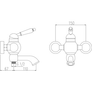 Смеситель для ванны Kaiser Wood хром/дерево (61022)