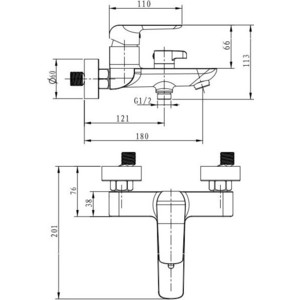 Смеситель для ванны Kaiser Glory хром (69022)