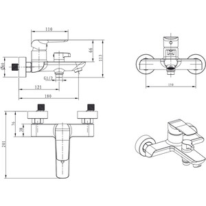 Смеситель для ванны Kaiser Glory с душем белый (69222)