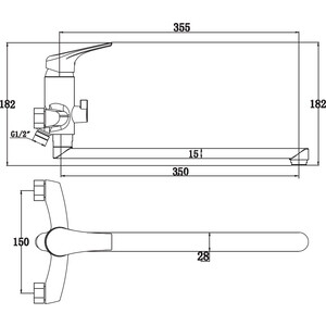Смеситель для ванны Kaiser Eco L 40 хром (00055)