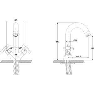 Смеситель для раковины Kaiser Cross Bronze бронза (41011-1)
