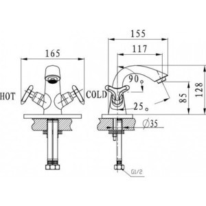 Смеситель для раковины Kaiser Trio Bronze бронза (57011-1)