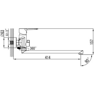 Смеситель для ванны Kaiser Sena L 40 хром (74155)