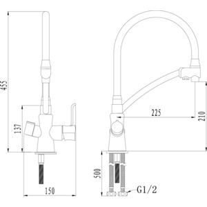 Кухонная мойка и смеситель Omoikiri Daisen 60 BL, Lemark Comfot черная (4993622, LM3070C)