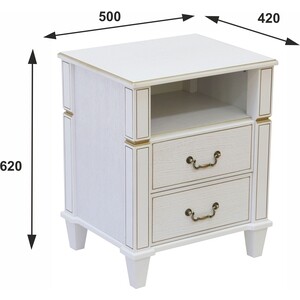 Тумба прикроватная Мебелик Васко В 116Н белый ясень, золото (П0002220)