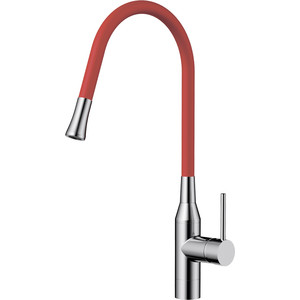 Смеситель для кухни Omoikiri Yatomi BN-R гибкий излив, сталь/красный (4994248)