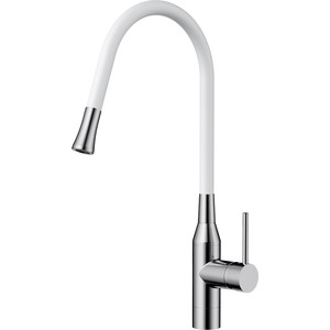 Смеситель для кухни Omoikiri Yatomi BN-WH гибкий излив, сталь/белый (4994250)